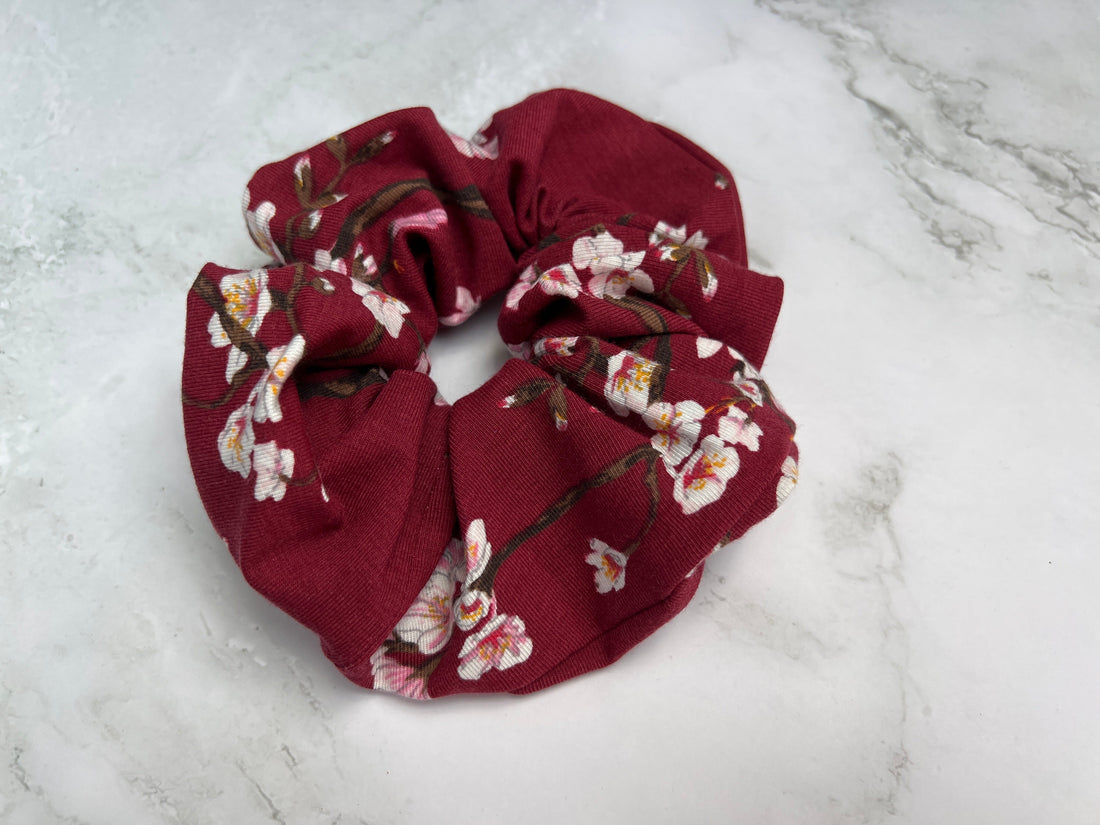Scrunchie aus Baumwolle, weinrot, perfekt für dickes oder dünnes Haar