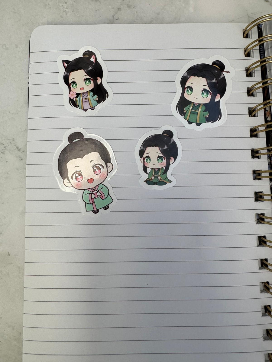 Kawaii Sticker-4 Set Mini Set - Inspirierte Charaktere aus einem beliebten Apotheker-Tagebuch